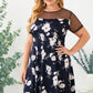 Plus Size Floral Polka Dot Mesh Yoke Dress