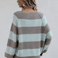 Striped Raglan Sleeve Ribbed Trim Knit Top