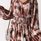 Tie-Dye Smocked Waist Balloon Sleeve Dress