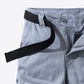 Button and Zip Closure Belted Cargo Shorts