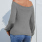 Rib-Knit Halter Neck Lantern Sleeve Sweater