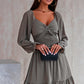 Smocked Long Flounce Sleeve Ruffle Hem Dress