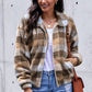 Plaid Print Sherpa Jacket Coat