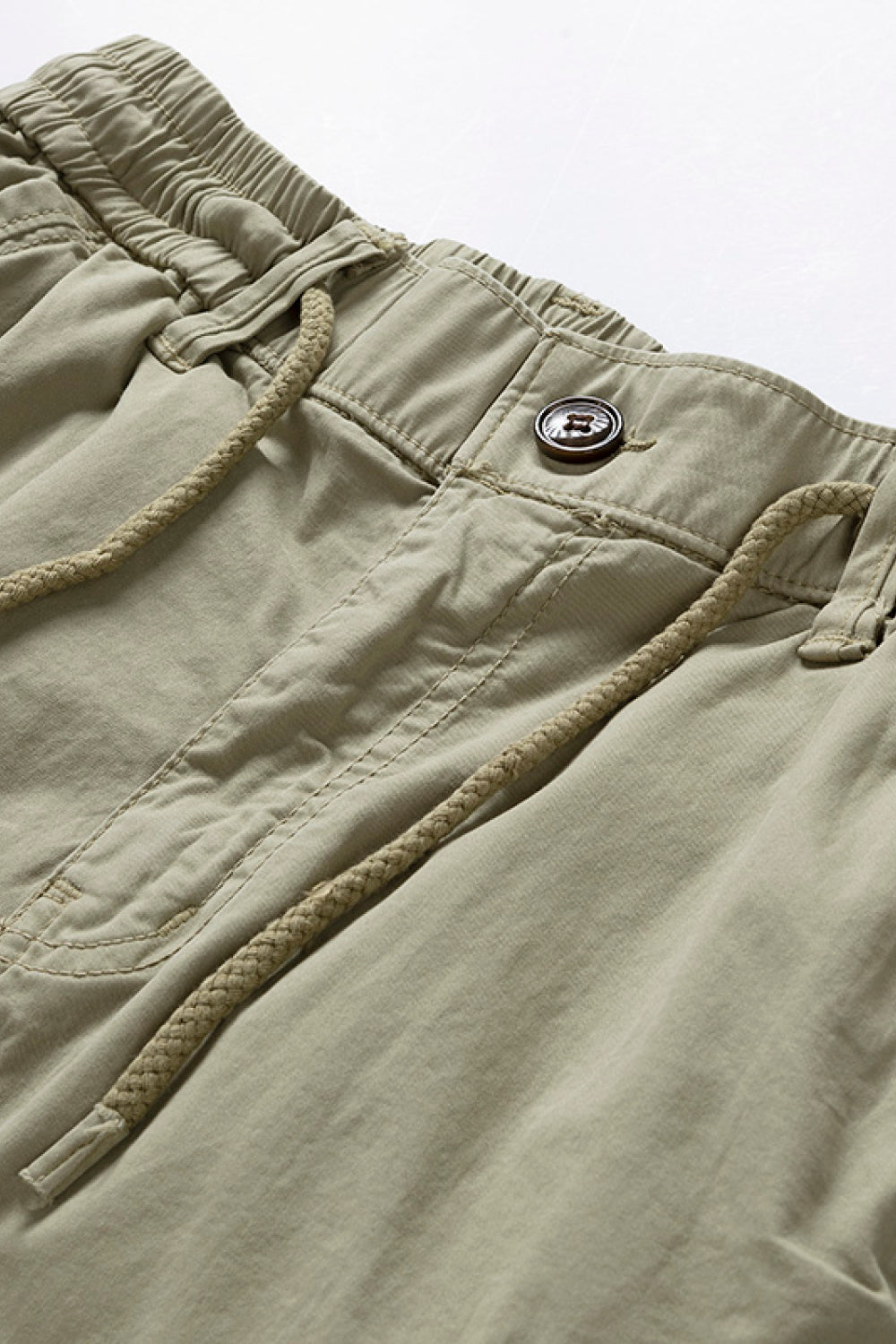 Drawstring Elastic Waist Cargo Shorts