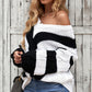 Chevron Cable-Knit V-Neck Tunic Sweater