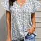 Floral Flutter Sleeve Tie-Neck Blouse