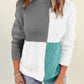 Color Block Drop Shoulder Turtleneck Pullover Sweater