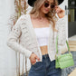 Open Front Cuffed Cropped Cardigan
