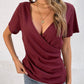 Button Detail Surplice Short Sleeve Tee
