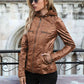 Full Size Zip-Up Hooded PU Jacket