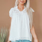 Eyelet Tassel Tie Flutter Sleeve Top