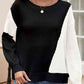 Contrast Round Neck Long Sleeve Knit Top