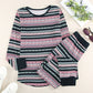 Printed Curved Hem Top and Pants Pajamas Set
