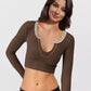 Contrast Trim Ribbed Cropped Top