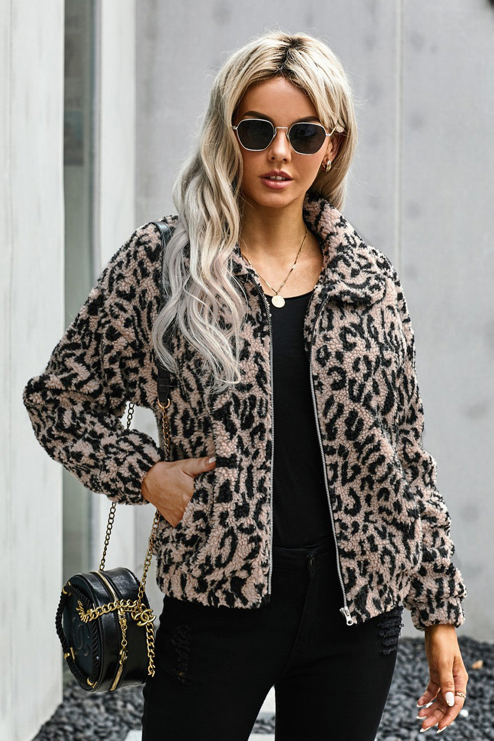 Plaid Print Sherpa Jacket Coat