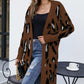 Animal Print Ribbed Trim Open Front Cardigan