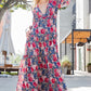 ee:some Floral Frill Trill Deep V Maxi Dress
