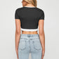 Contrast Trim Pointed Hem Ribbed Crop Top