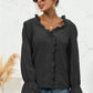 Frill Trim V-Neck Flounce Sleeve Shirt