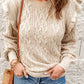 Ruffle Shoulder Cable-Knit Sweater