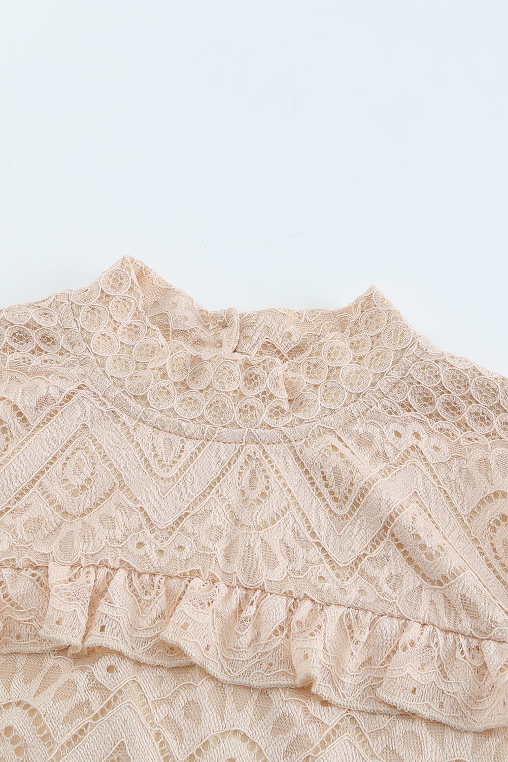 Ruffled Lace Mock Neck Blouse