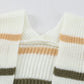 Striped Rib-Knit Open Front Pocketed Cardigan