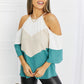 Hailey & Co Full Size Color Block Cold-Shoulder Blouse