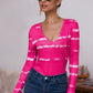 Tie-Dye Plunge Long Sleeve Top