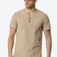 Buttoned Notched Neck Short Sleeve Tee