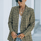 Plaid Double-Breasted Long Sleeve Blazer