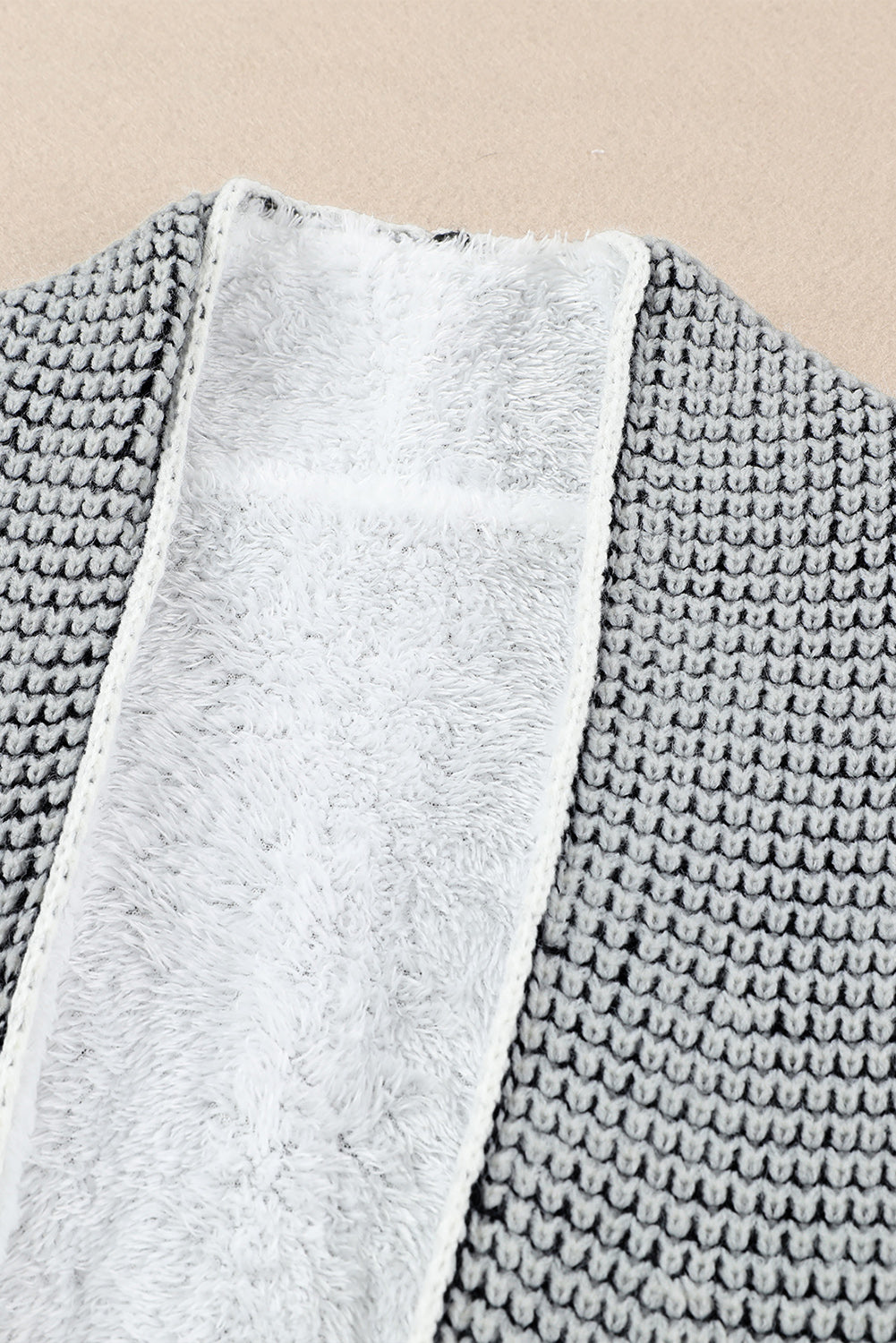 Heathered Fleece Lined Open Front Cardigan