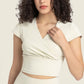 Gathered Detail Surplice Short Sleeve Sports Top