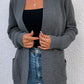 Ribbed Trim Longline Cardigan with Pockets