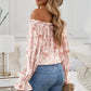Floral Flounce Sleeve Frilled Off-Shoulder Blouse