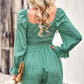 Polka Dot Ruched Smocked Flounce Sleeve Romper