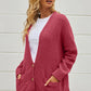 Button Front Plunge Cardigan with Front Pockets