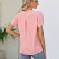 Pom-Pom Trim Petal Sleeve Notched Neck Top