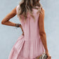 Frill Trim Notched Sleeveless Tiered Dress