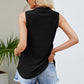 Notched Neck Curved Hem Eyelet Tank