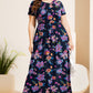 Plus Size Printed Round Neck Short Sleeve Maxi Dress
