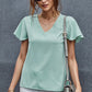 V-Neck Flutter Sleeve Blouse
