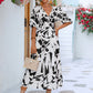 Printed Surplice Balloon Sleeve Dress
