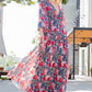 ee:some Floral Frill Trill Deep V Maxi Dress