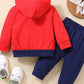 Baby Color Block Graphic Hoodie and Joggers Set