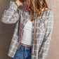 Plaid Drawstring Hooded Shirt Jacket