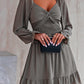Smocked Long Flounce Sleeve Ruffle Hem Dress