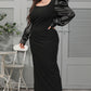 Plus Size Puff Sleeve Square Neck Dress