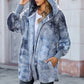 Fleece Hooded Open Front Jacket with Pockets