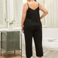 Plus Size Lace Trim Slit Cami and Pants Pajama Set