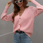 Rib-Knit Plunge Raglan Sleeve Cardigan